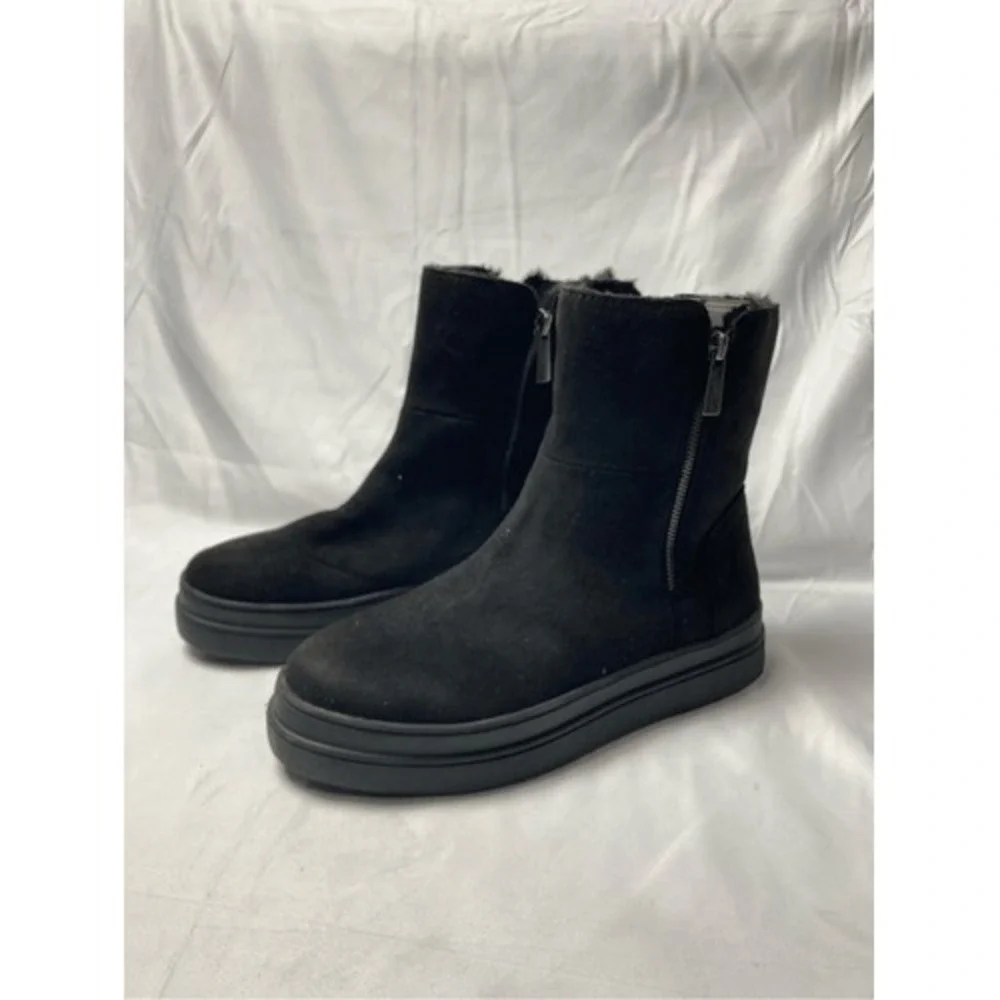 J/SLIDES Trulie Faux Fur-Lined Microsuede Sneaker Booties Black 9